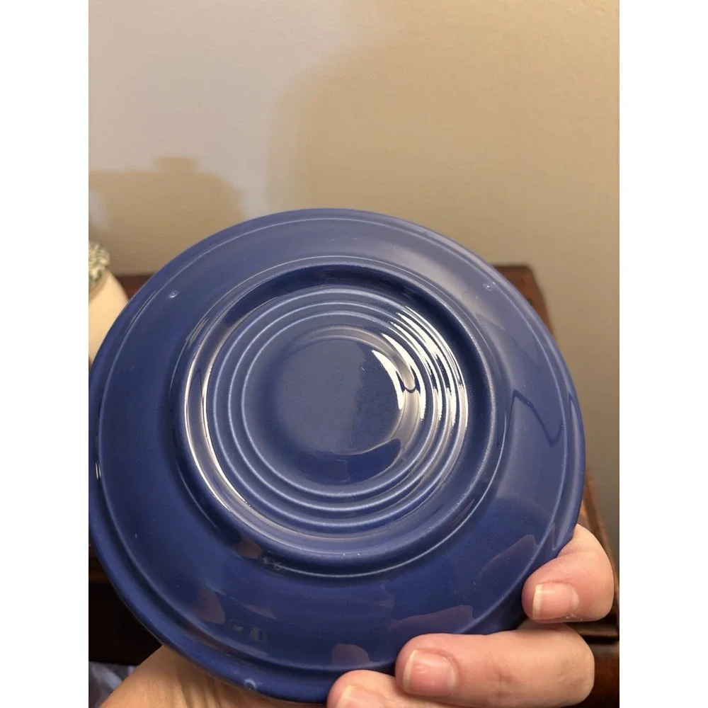 Set of 4 Fiesta Cobalt Blue Saucers Plates one vintage - Picture 6 of 13
